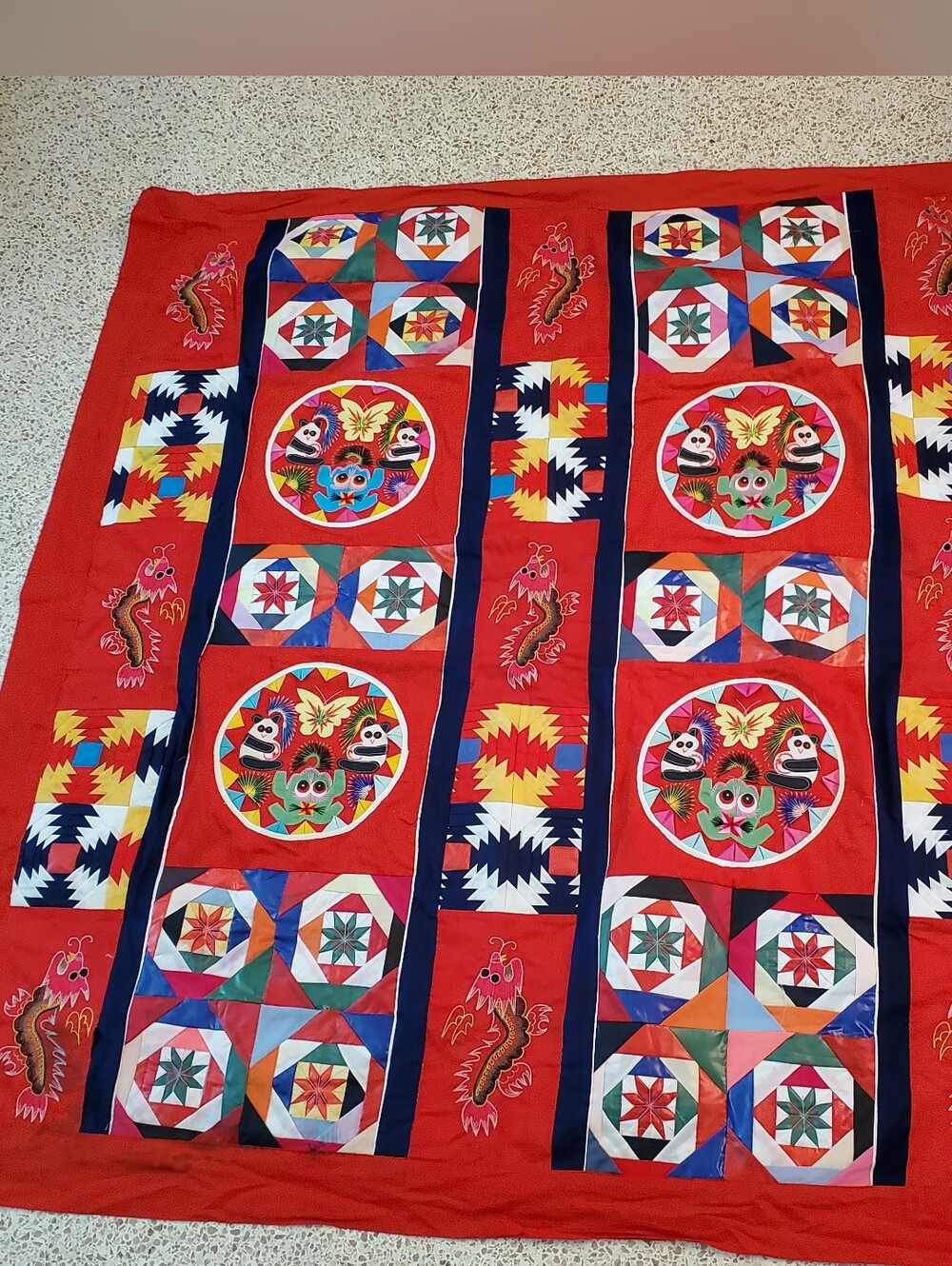 Handmade Traditional "100 Year Family" Chinese  Bai Jia Bei Quilt